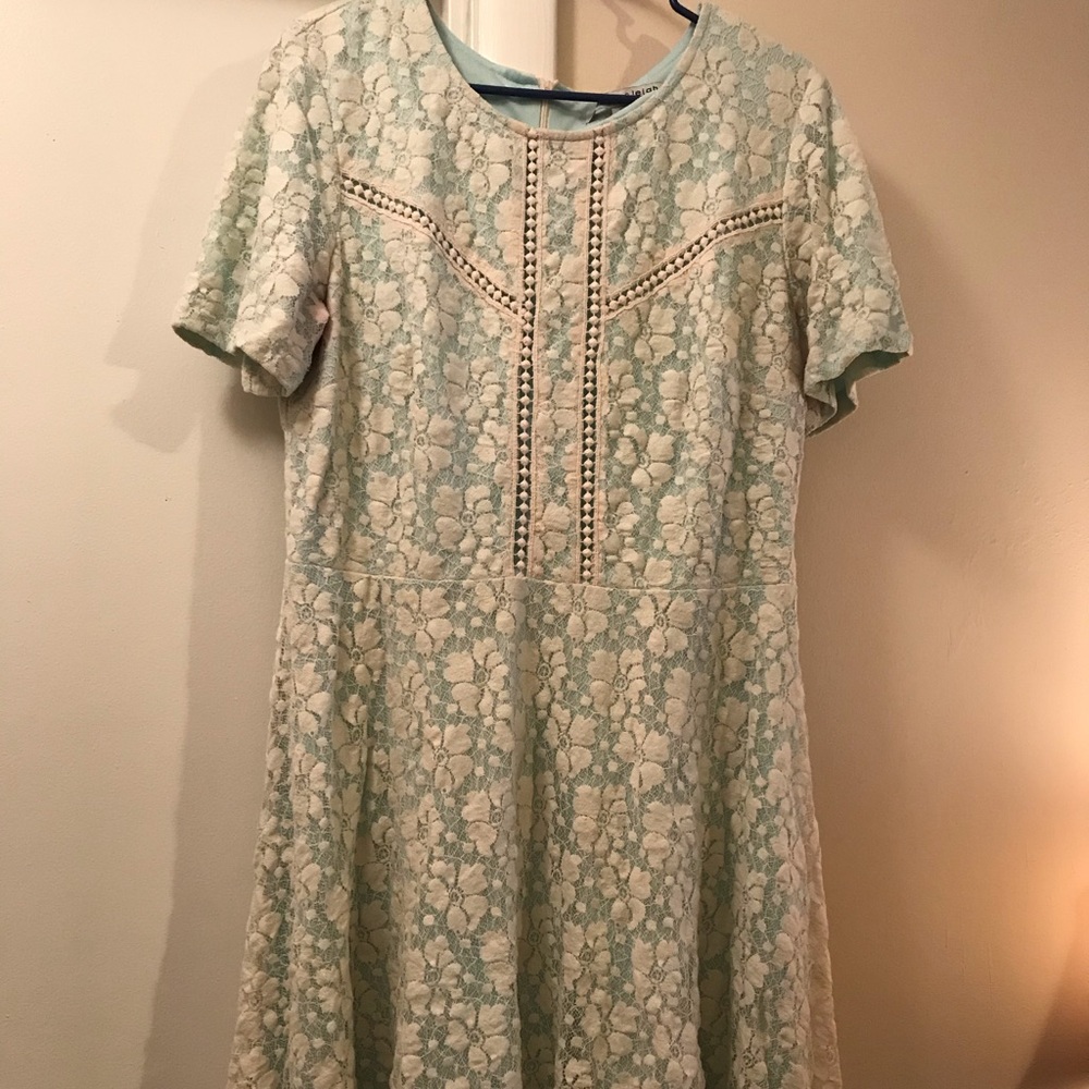 Mint Blue & Ivory Lace Dress